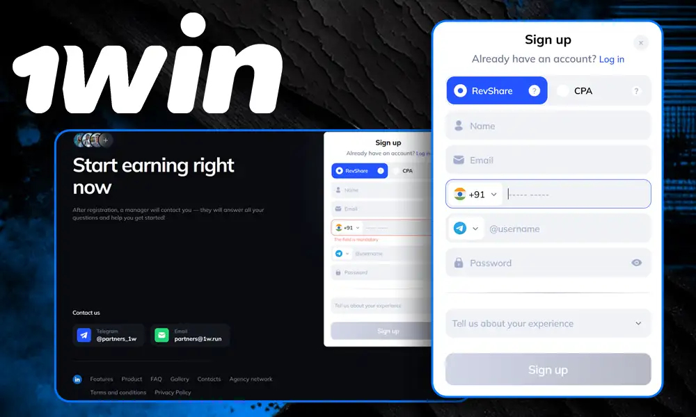 Join 1Win Partners simply